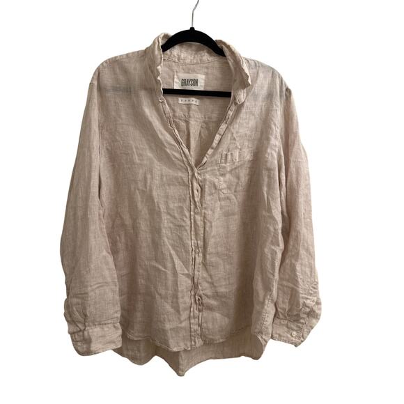 Grayson Tops - Grayson Linen Button Up Shirt Beige Long Sleeve Coastal Grandma Minimalist Large